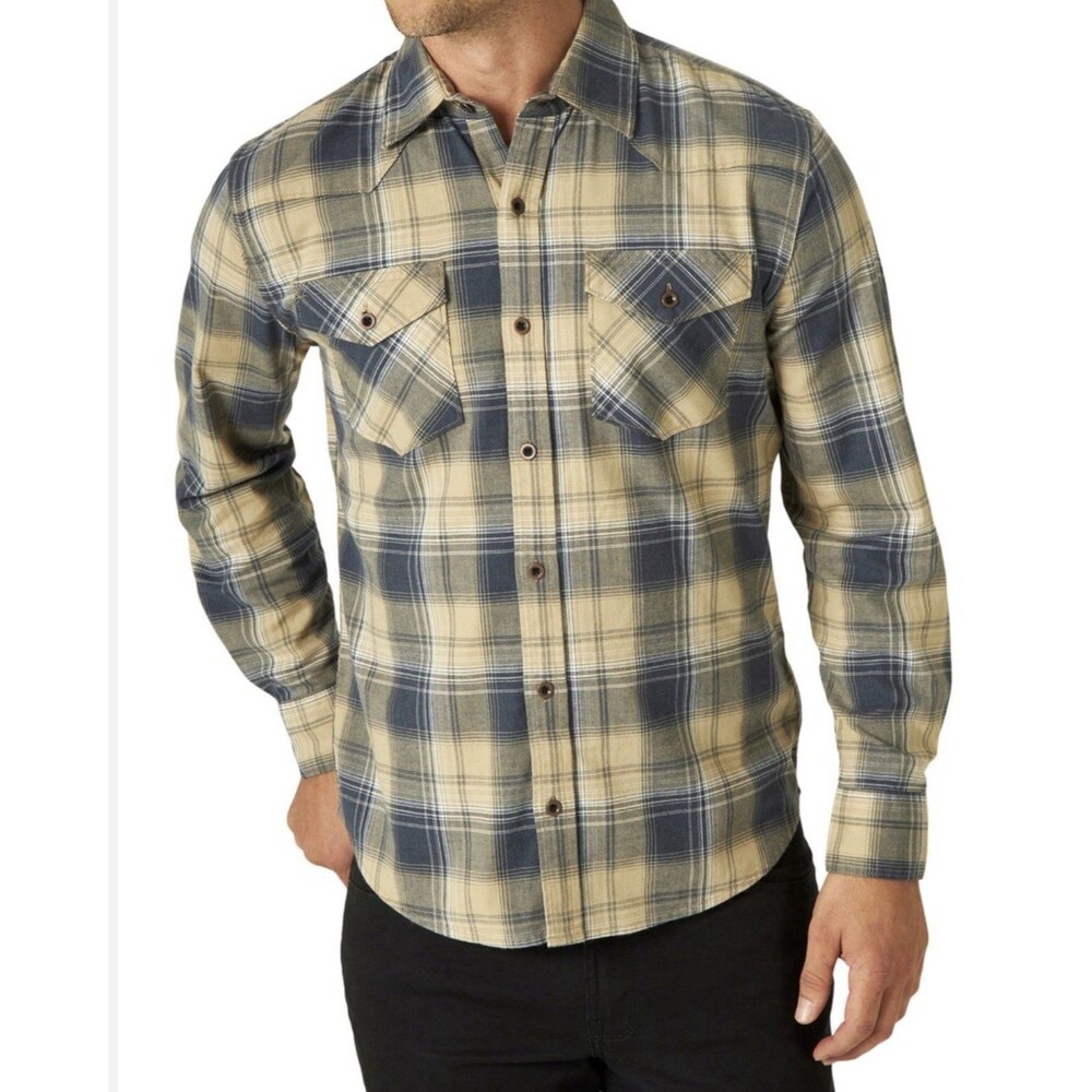 Wrangler Men's Premium Slim Fit Button-up Long Sleeve Plaid Shirts: 2XL